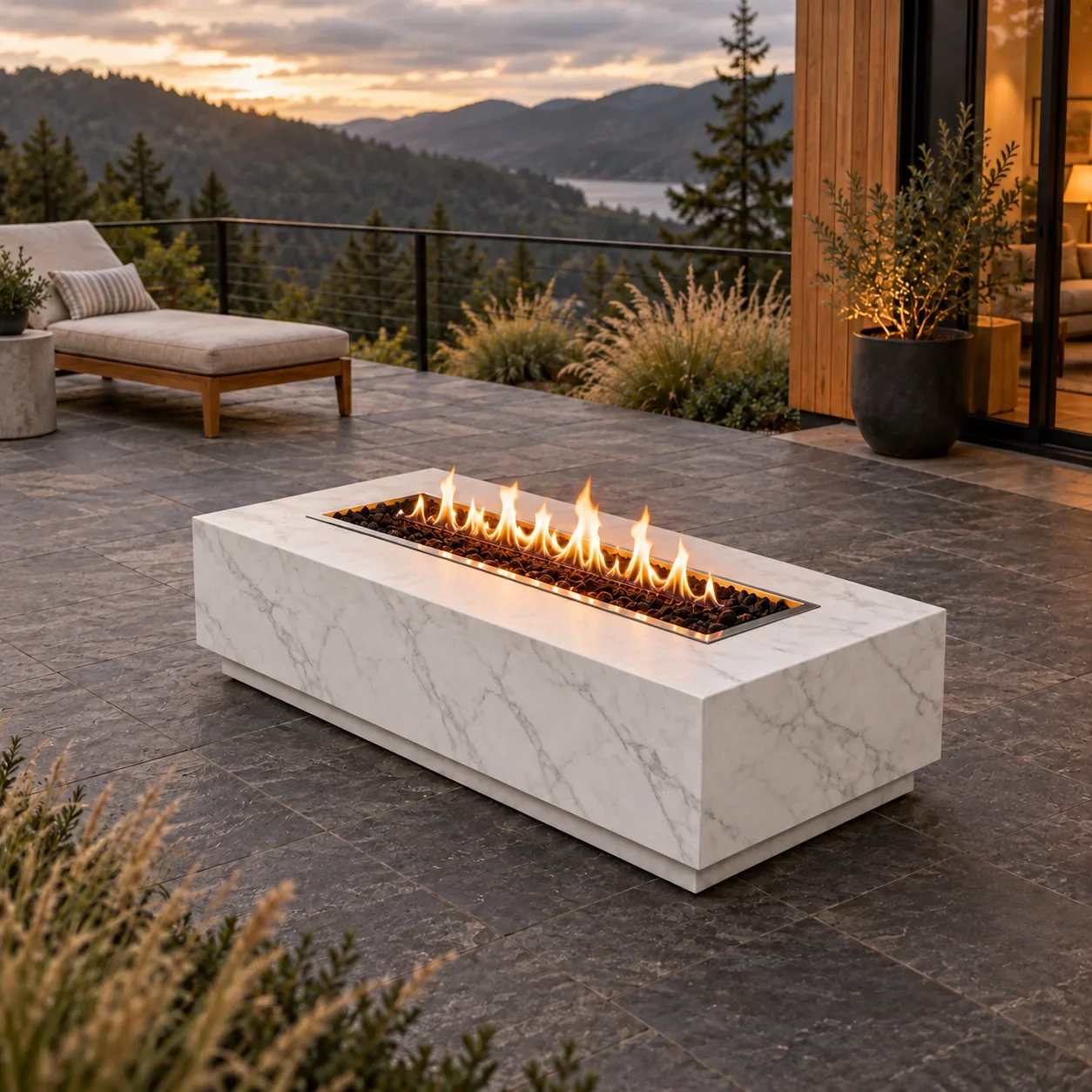 ElectraBlaze fire pit on an outdoor terrace