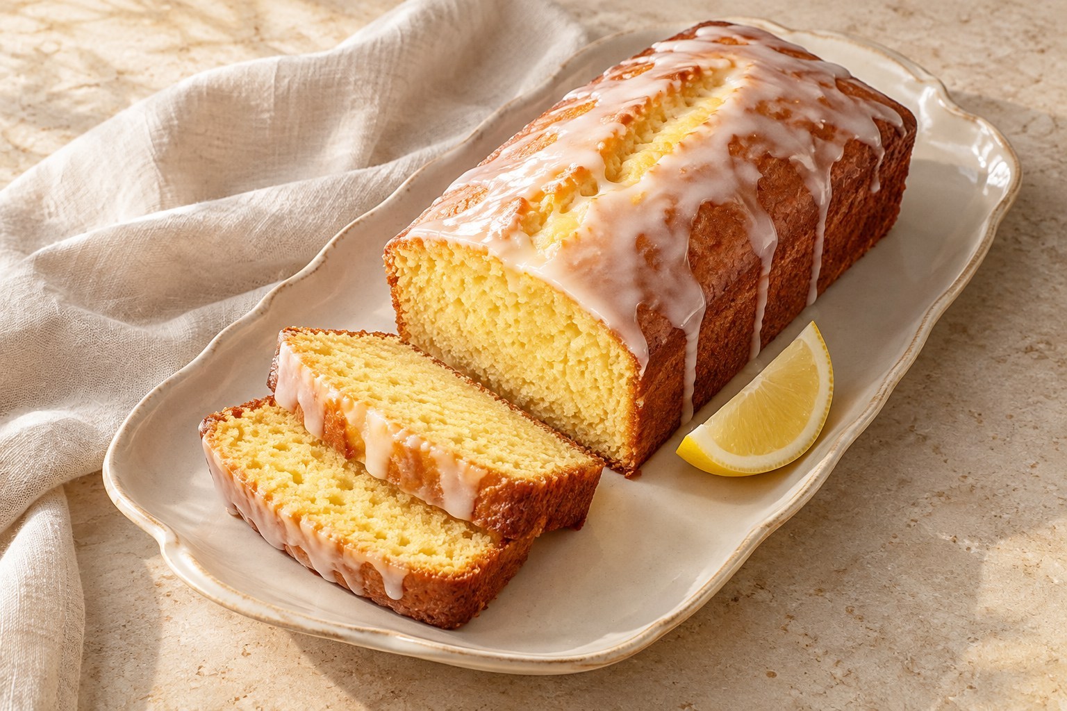 Illustrated glazed lemon loaf