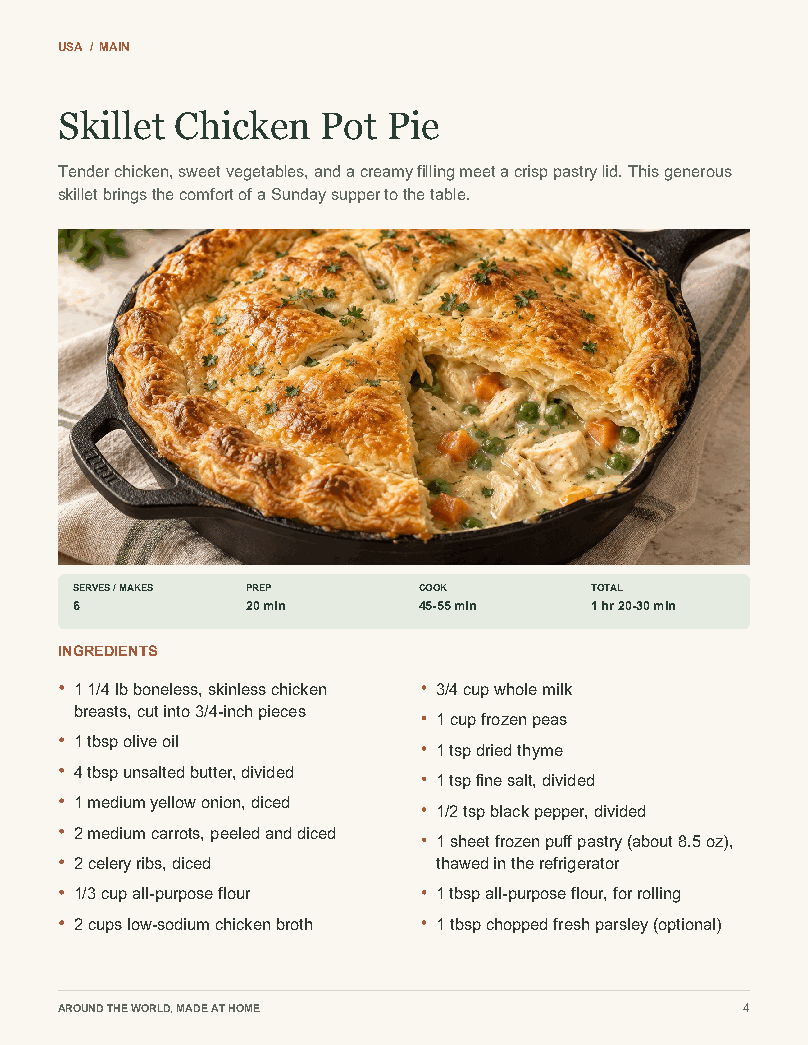 Skillet Chicken Pot Pie ingredients page